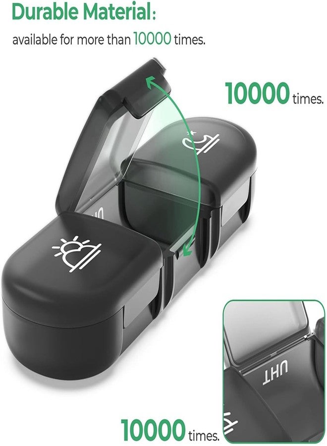 سيميكسيسن علبة حبوب سفر محمولة من سيمكسن، تكفي لمدة 7 أيام، مزودة بحاويات حبوب كبيرة، وحافظة حبوب مقاومة للضوء للفيتامينات والأدوية، ومنظم حبوب الأدوية وصندوق تخزين، ومكملات غذائية وزيوت السمك (أسود) - Image 3